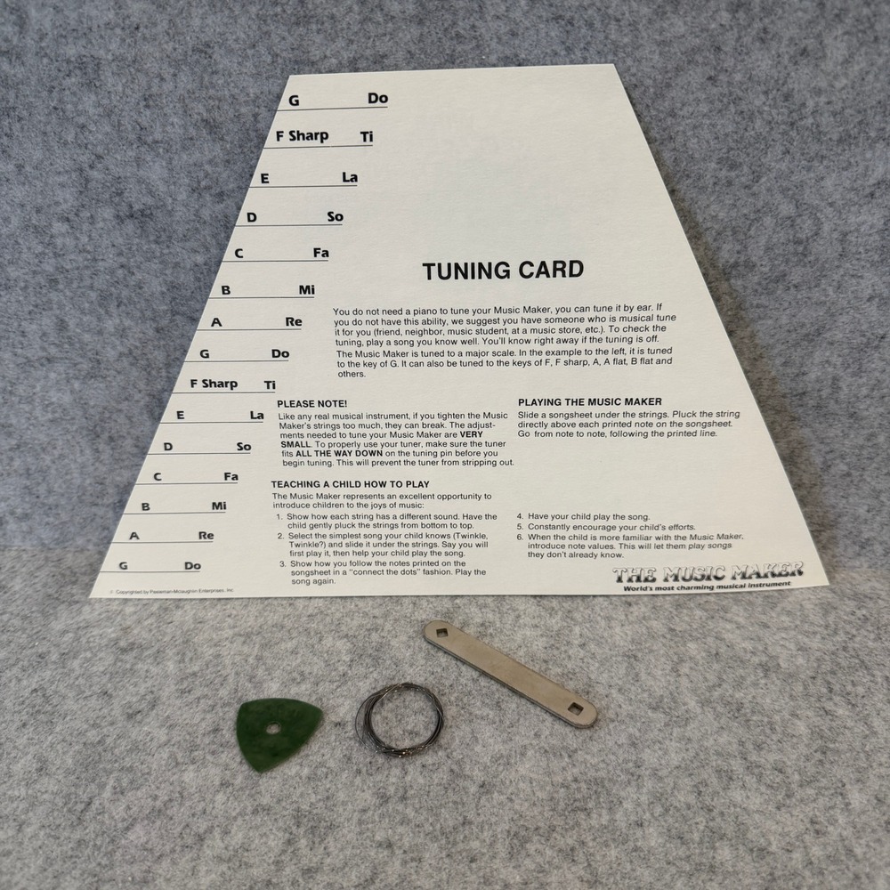 Lap Harp Pick Pack and Tuning Card, The Music Maker Lap Harp Zither
